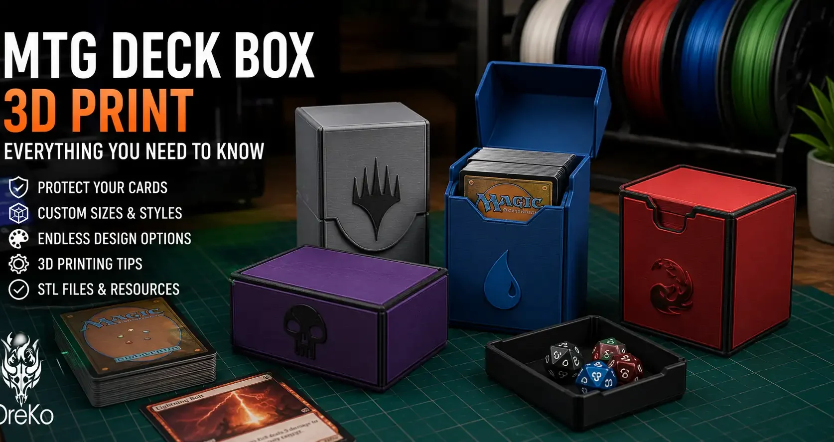Best MTG deck box to 3D print showing OreKo design in PLA for Commander and standard card formats