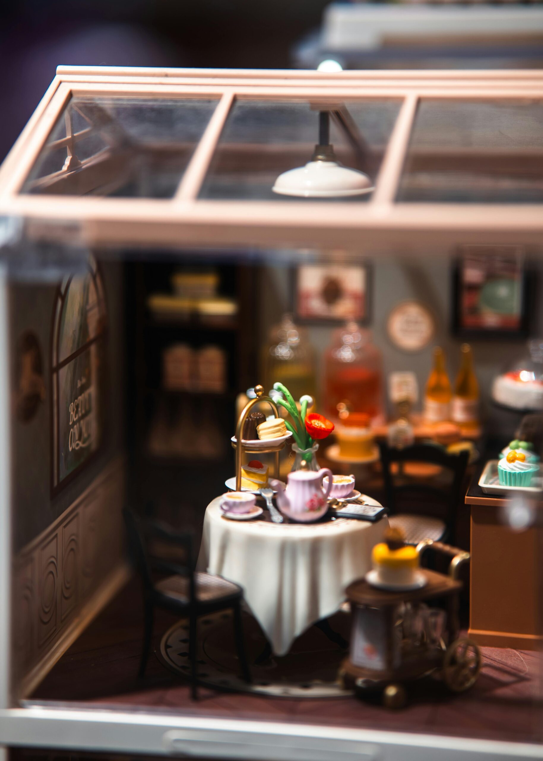 1:12 scale dollhouse room scene with miniature furniture and accessories