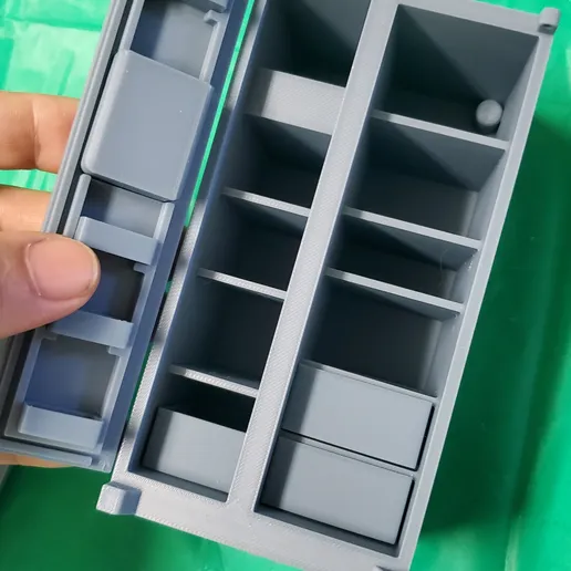 OreKo side-by-side dollhouse fridge printed in PLA showing side profile and door detail