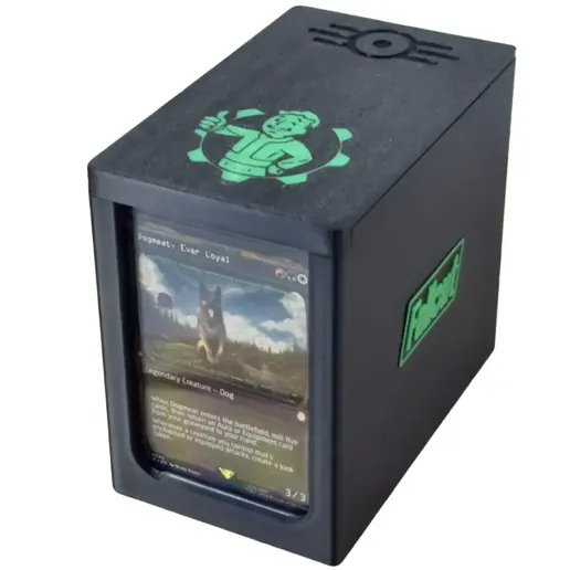 OreKo MTG Fallout Magic The Gathering deck box showing Fallout themed cap and box assembled