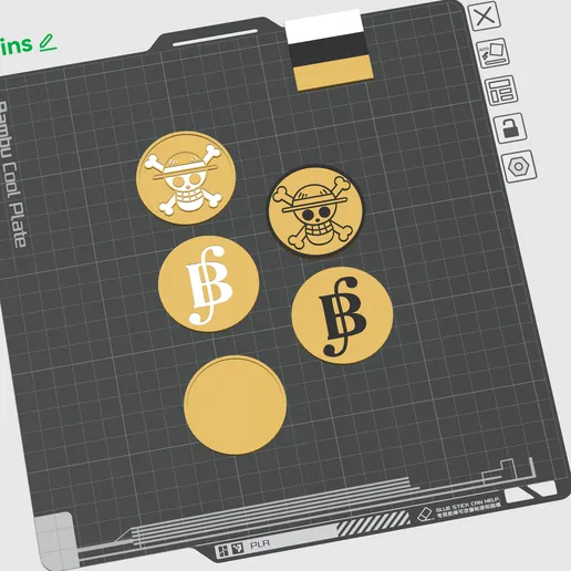 OreKo deck maker set Luffy coin keychain and blank case plate layout for 3D printing