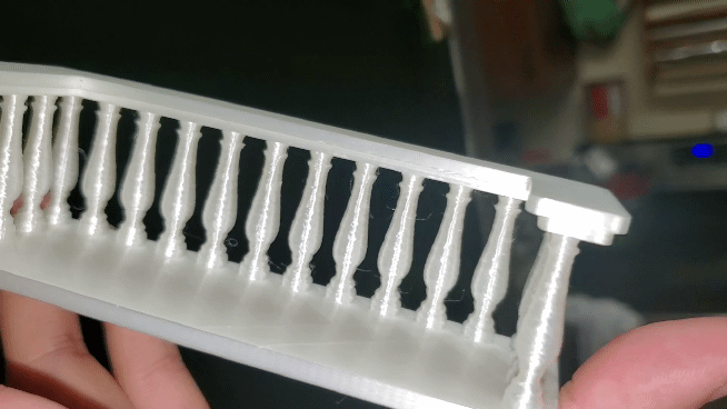 OreKo dollhouse balcony balustrade railing set animated GIF showing final 3D printed result in silk marble white PLA