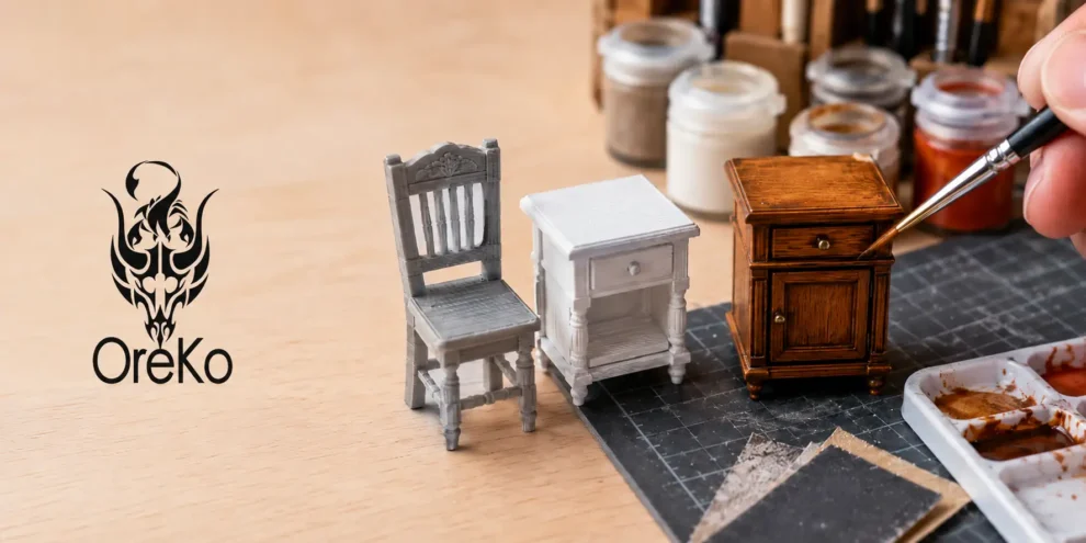 how-to-paint-3d-printed-dollhouse-furniture-img-q60 How to paint 3D printed dollhouse furniture with primer base coat and finishing techniques for 1:12 scale