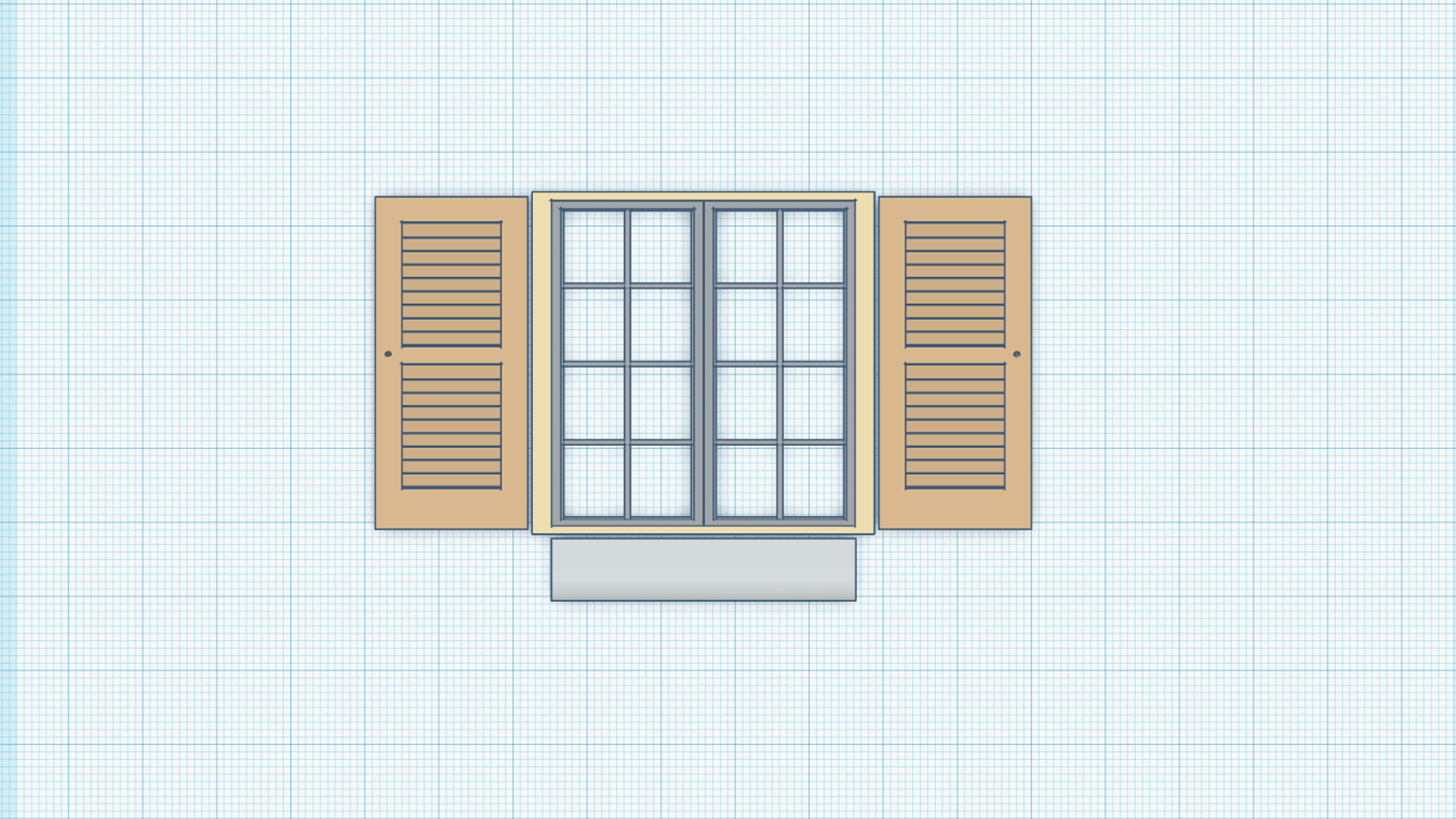 OreKo miniature window planter render view 2 showing shutter and planter box design profile