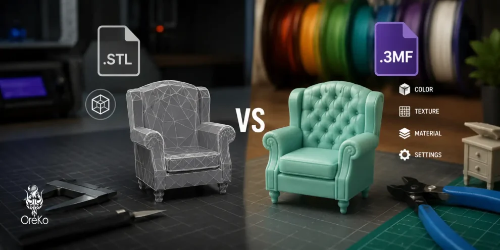 what-is-a-3mf-file-and-why-is-it-better-than-stl-img-q60 3MF file vs STL comparison showing why 3MF is better for 3D printing with embedded settings