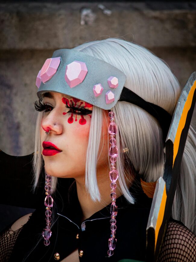 Complete 3D printed cosplay prop set showing full costume assembly