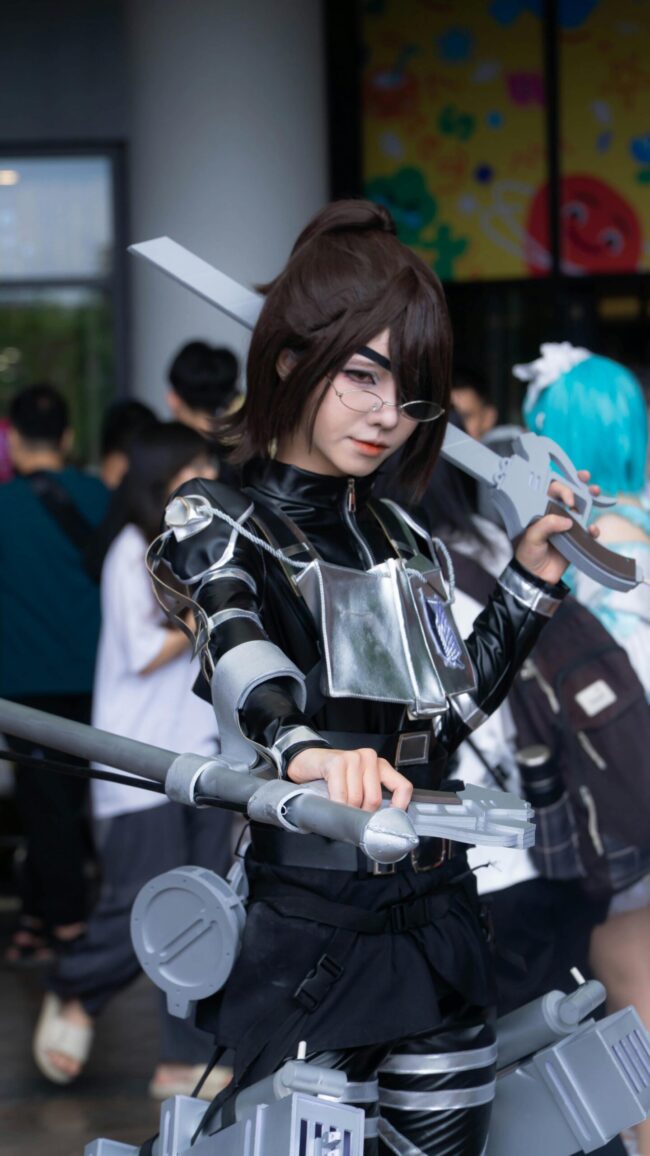 Cosplay prop and costume detail showing 3D printed components and finishing