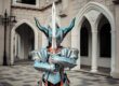 Detailed 3D printed cosplay prop with metallic paint finish and weathering